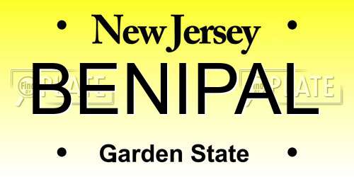 BENIPAL New Jersey License Plate
