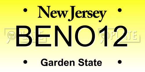 BENO12 New Jersey License Plate