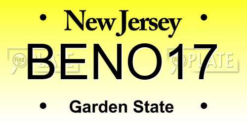BENO17 New Jersey License Plate