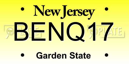 BENQ17 New Jersey License Plate