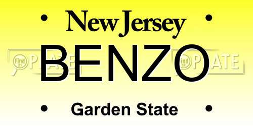 BENZO New Jersey License Plate
