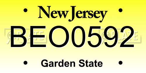 BEO0592 New Jersey License Plate