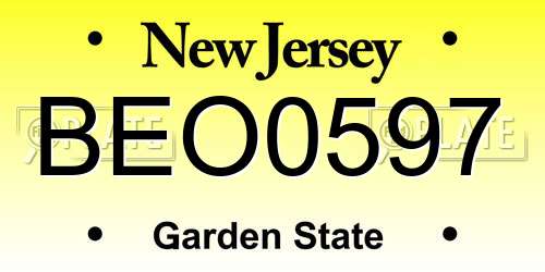 BEO0597 New Jersey License Plate