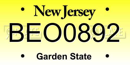 BEO0892 New Jersey License Plate