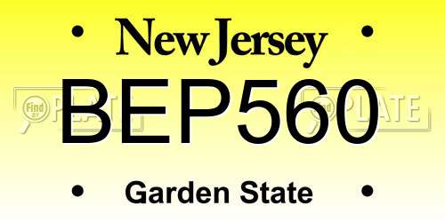BEP560 New Jersey License Plate
