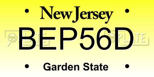 BEP56D New Jersey License Plate