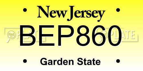 BEP860 New Jersey License Plate