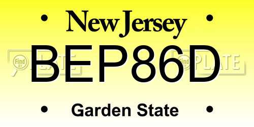 BEP86D New Jersey License Plate