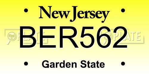 BER562 New Jersey License Plate