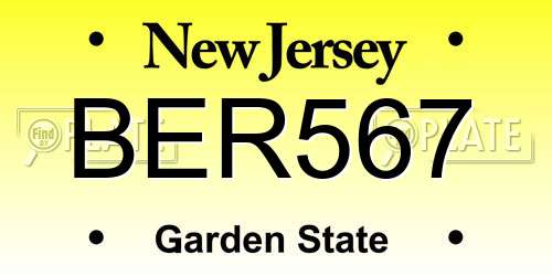 BER567 New Jersey License Plate
