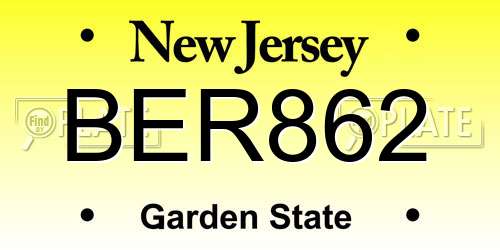 BER862 New Jersey License Plate