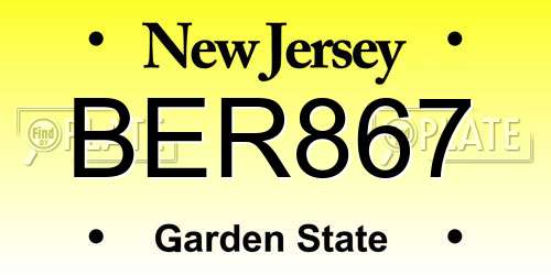 BER867 New Jersey License Plate