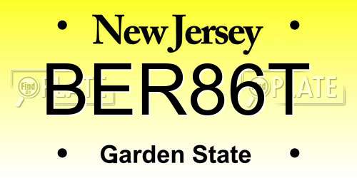 BER86T New Jersey License Plate