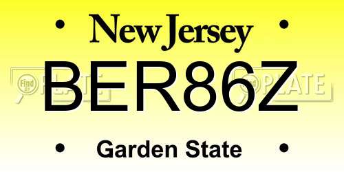 BER86Z New Jersey License Plate