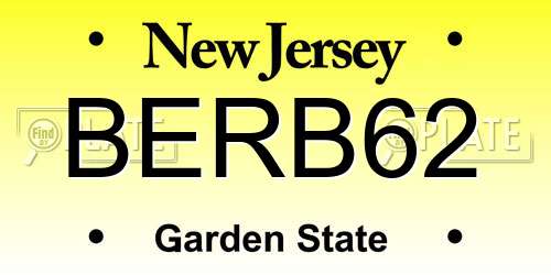 BERB62 New Jersey License Plate