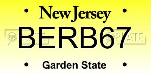 BERB67 New Jersey License Plate