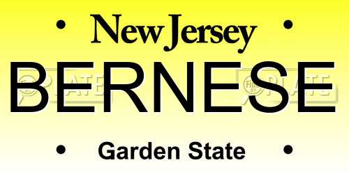 BERNESE New Jersey License Plate