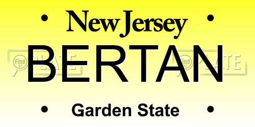 BERTAN New Jersey License Plate