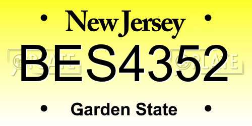 BES4352 New Jersey License Plate