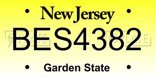 BES4382 New Jersey License Plate