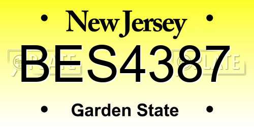 BES4387 New Jersey License Plate