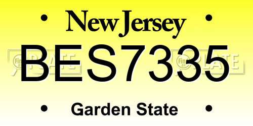 BES7335 New Jersey License Plate