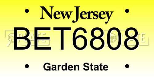 BET6808 New Jersey License Plate