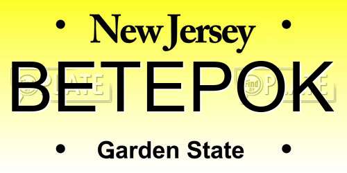 BETEPOK New Jersey License Plate