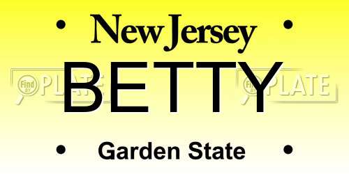 BETTY New Jersey License Plate