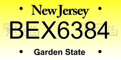 BEX6384 New Jersey License Plate