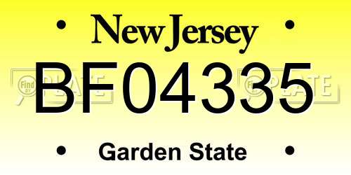BF04335 New Jersey License Plate