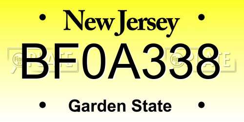 BF0A338 New Jersey License Plate