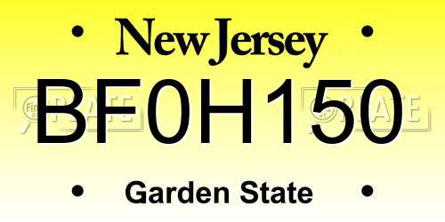 BF0H150 New Jersey License Plate
