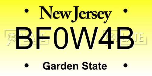 BF0W4B New Jersey License Plate