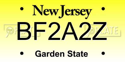 BF2A2Z New Jersey License Plate