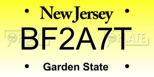 BF2A7T New Jersey License Plate
