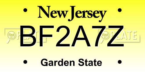 BF2A7Z New Jersey License Plate