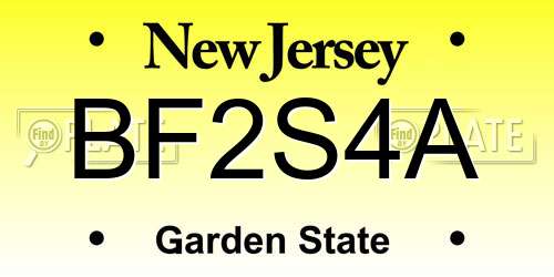 BF2S4A New Jersey License Plate