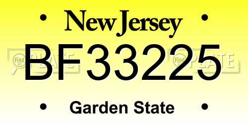 BF33225 New Jersey License Plate