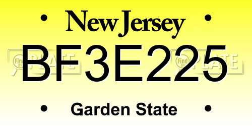 BF3E225 New Jersey License Plate
