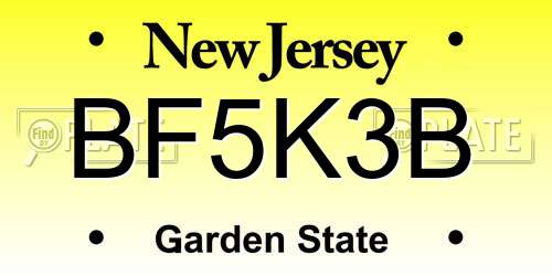 BF5K3B New Jersey License Plate