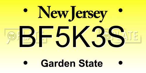 BF5K3S New Jersey License Plate