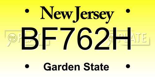 BF762H New Jersey License Plate