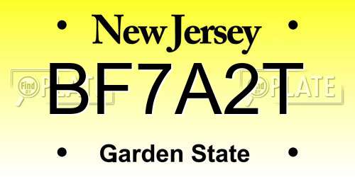 BF7A2T New Jersey License Plate