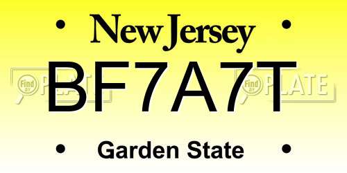 BF7A7T New Jersey License Plate