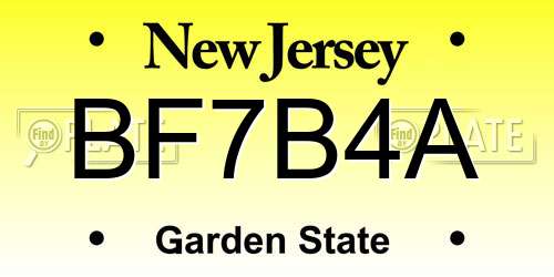 BF7B4A New Jersey License Plate
