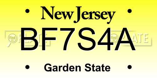 BF7S4A New Jersey License Plate