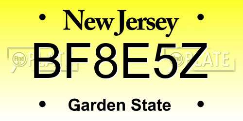 BF8E5Z New Jersey License Plate