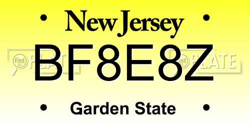 BF8E8Z New Jersey License Plate