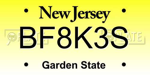 BF8K3S New Jersey License Plate